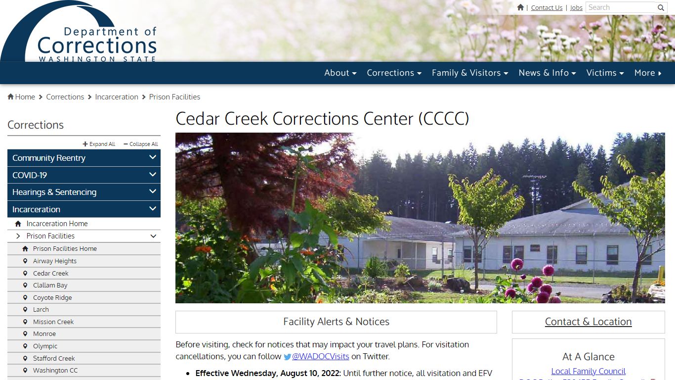 Cedar Creek Corrections Center (CCCC) - Washington State Department of ...