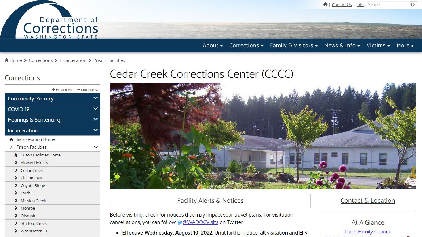 Cedar Creek Corrections Center (CCCC) - Washington State Department of ...